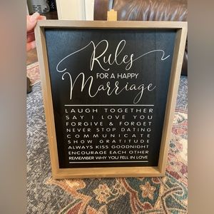 Wedding “Rules for a Happy Marriage” wall decor